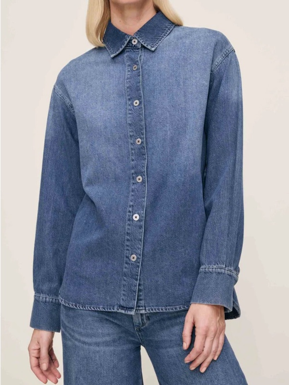 DL1961 Indigo Blue Denim Button-Front Shirt